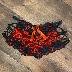 MED Red and Black Lace Panty w Side Elastic Bands